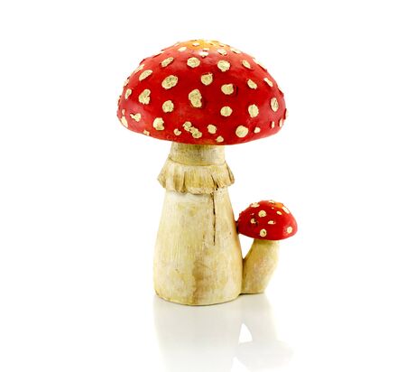 fake mushroom isolated on whiteの写真素材
