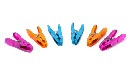  clothespeg in  green orange pink and blueの写真素材
