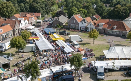 people shopping on the market in Renesse  a small village in hollandのeditorial素材