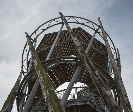 observation post from wood and metalの写真素材