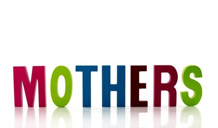 letters in red green blue with mothers text on white backgroundの写真素材