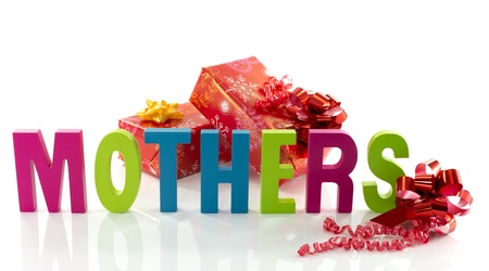 letters in red green blue with mothers text on white backgroundの写真素材