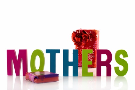letters in red green blue with mothers text on white backgroundの写真素材