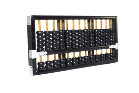 old wooden asia abacus on white backgroundの写真素材