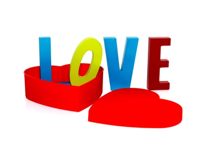 red heart shape with love text