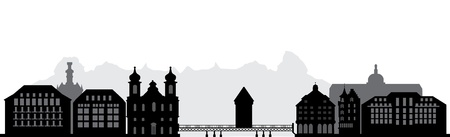 luzern skylineのイラスト素材