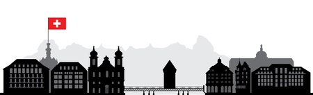 luzern skylineのイラスト素材