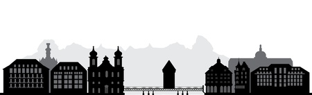 luzern skylineのイラスト素材