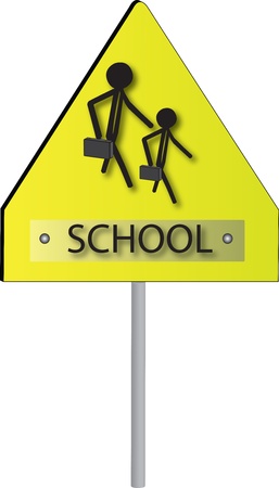 sign for school children in black and yellowの写真素材