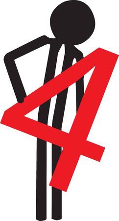 man holding the number fourのイラスト素材