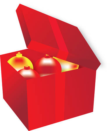 christmas balls in red present boxのイラスト素材