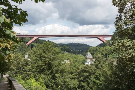 the bridge G.D. Charlotte over the river Alzette in the city luxembourgの写真素材