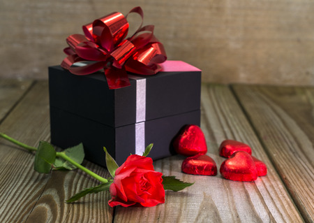 red rose and heart shapes for valentines day or mothersdayの写真素材