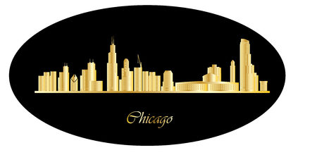 chicago skylineのイラスト素材