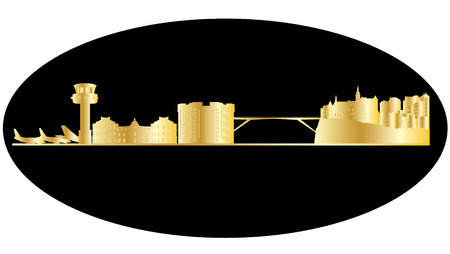 luxembourg city skyline in goldのイラスト素材