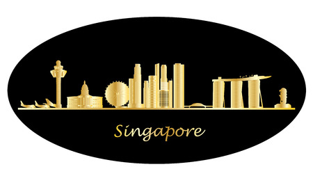 singapore skylineのイラスト素材