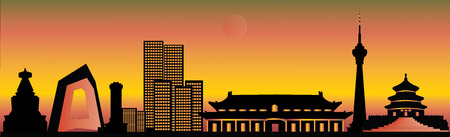 beijing chinese skylineのイラスト素材