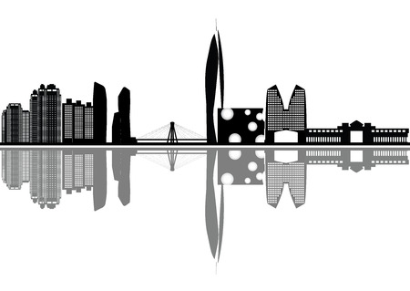 seoul city skylineのイラスト素材