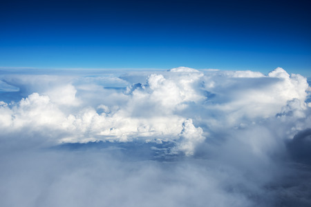 cloud view from airplane in blue and whiteの写真素材