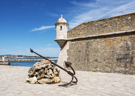 Anchor and monument in Lagos Algarve Portugalの写真素材