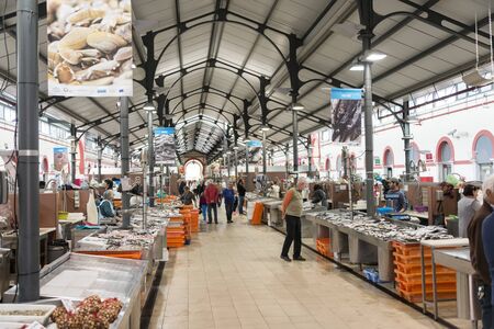 LOULE, PORTUGAL - APRIL 4: Interior of the traditional portuguese market in Loule. April 4th 2015 in Loule, Algarve, Portugal, this market is the biggest market hall of the algarveのeditorial素材