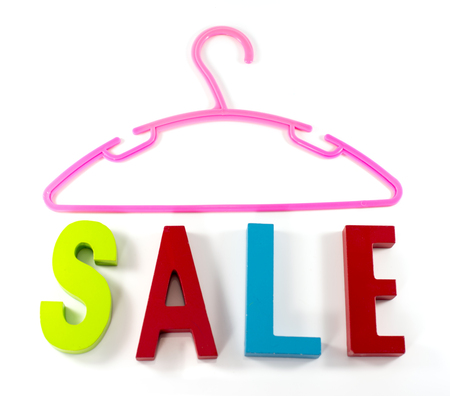 sale text with clothes hangerの写真素材