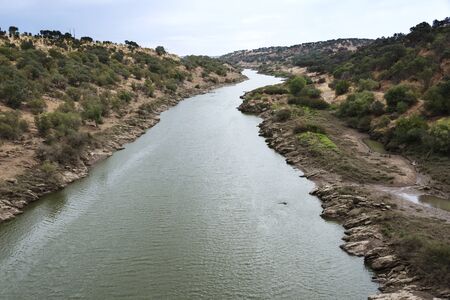 river in Portugal from Ardila to Moura in Alentejoの写真素材