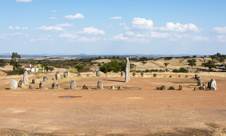 Portugal's largest menhirs, the Xarez stone-circle is second only in grandeur to Almendres, near Evoraの写真素材