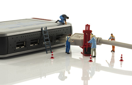 little world people try to connect usb cable to the hub