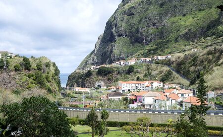 the village sao vincente on Madeira northern part of the islandの写真素材