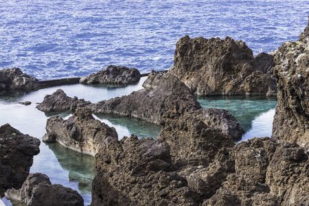 Natural pools in Porto Moniz, Madeira, Portugalの写真素材