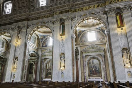 OUDENBOSCH, HOLLAND - JUNE 22: Interior of the Oudenbosch baselica, which is build as a replica of st Peter in Rome, showing the arches of the church on June 22, 2016, in Oudenbosch, Netherlandsのeditorial素材