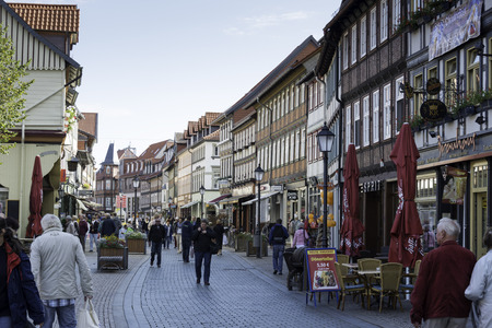 WERNIGERODE,GERMANY, SEPTEMBER 21,2016: Unidentified people shopping in the streets of Wernigerode on september 21 2016,This village was on the border of east and west Germany before the wall was destreoyedのeditorial素材