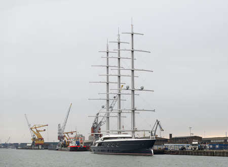 ROTTERDAM,HOLLAND - JANUARY 28 2016:The biggest private sailing ship in the world is 106 meters long...