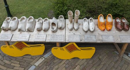 different kind of wooden shoes in holland