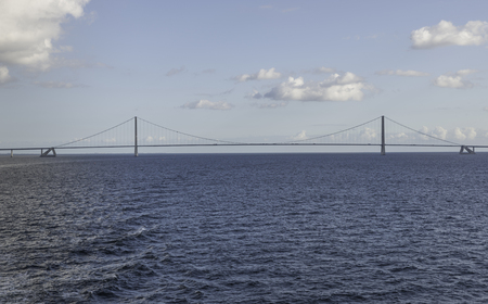 Suspension bridge Great Belt Denmark connecting the Zealand and Funen
