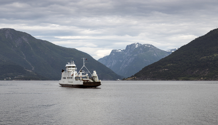 HELLA,NORWAY: 24-7-2017:Unidentified people on the ferry between Hella en dragsvik or balestrand, this ferry is the fastest route over the sognefjord in norwayのeditorial素材