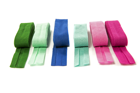 bias binding in blue green and purpleの写真素材