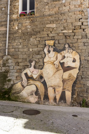 Famous wall paintings in Orgosolo on Sardiniaのeditorial素材