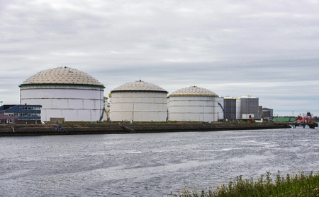 oil storage tanks and officeの写真素材