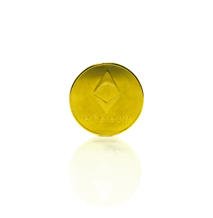 ethereum coin isolated on whiteの写真素材