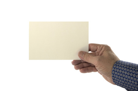 Hand holding blank plain cardの写真素材