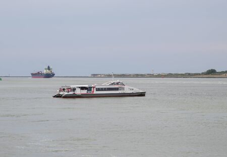 Hoek van Holland,Netherlands,10-June-2019:the ferry between hoek van holland and the harbour of europoort, this ferry is mostly used for commuting for the people in the rotterdam harbourのeditorial素材