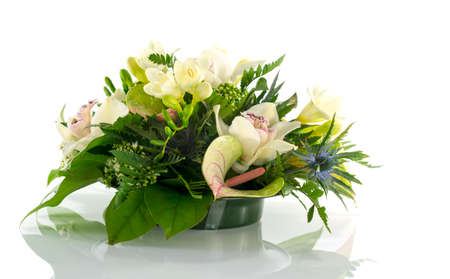 flower arrangement with lilys freesiaの写真素材