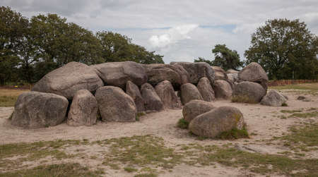Old stone grave like a big dolmen in Drenthe Hollandの写真素材