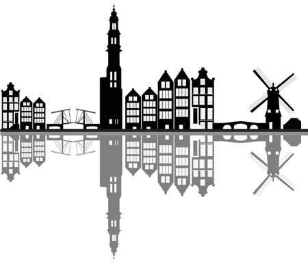 amsterdam city skylineのイラスト素材