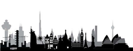 illustration world city skylineのイラスト素材
