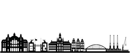 antwerp city skyline in belgiumのイラスト素材