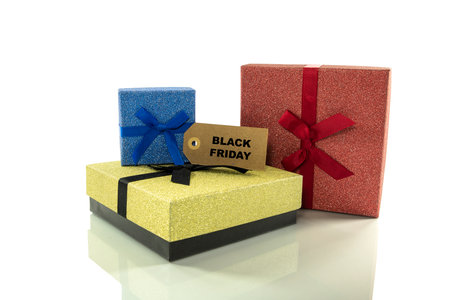 wrapped presents for black fridayの写真素材