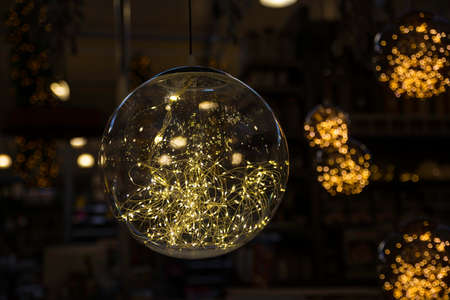 bokeh background met lighted chtismas ballsの写真素材